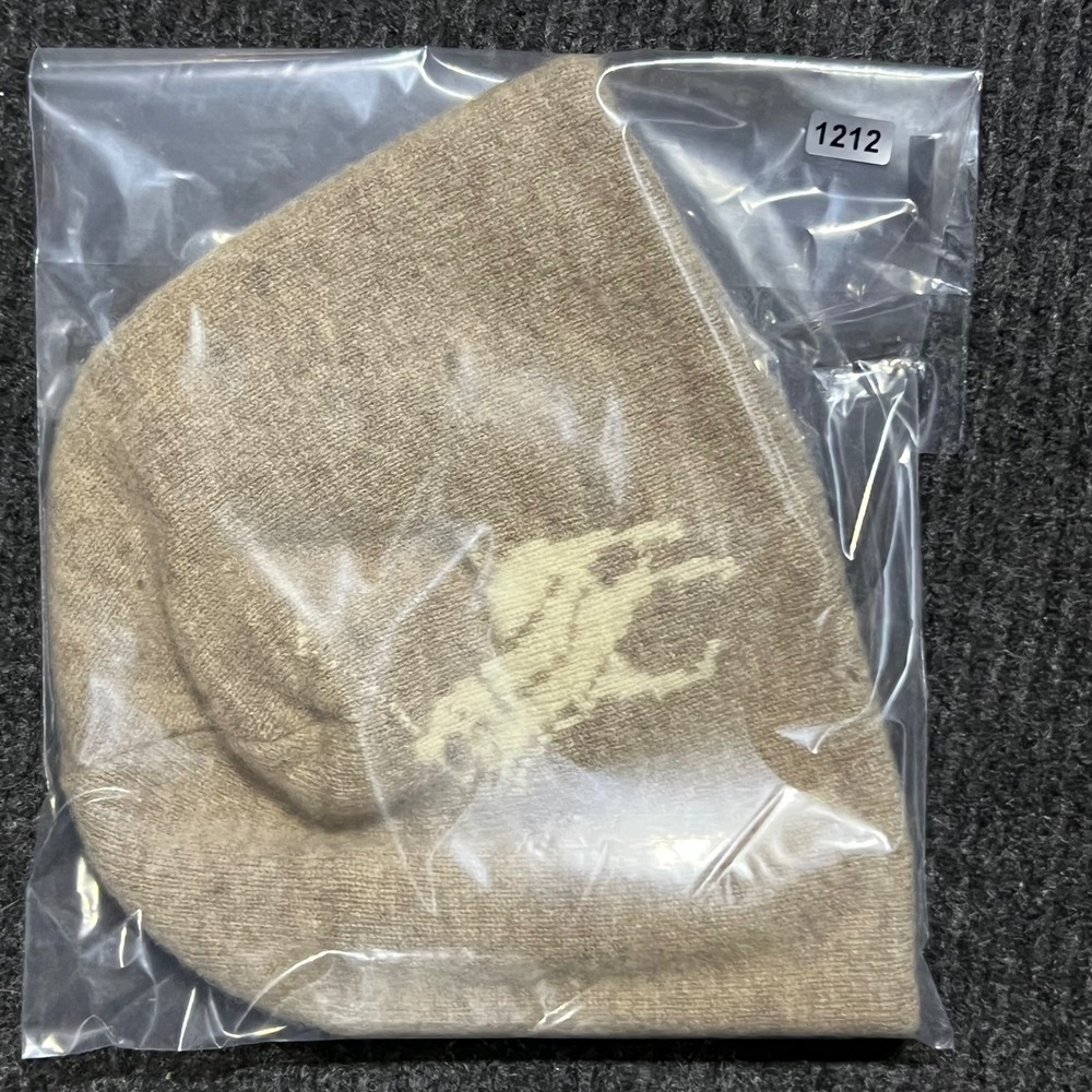 Vintage Polo Ralph Lauren Beanie Unisex OS Tan Lambswool Big Pony Fleece Lined - Picture 9 of 9